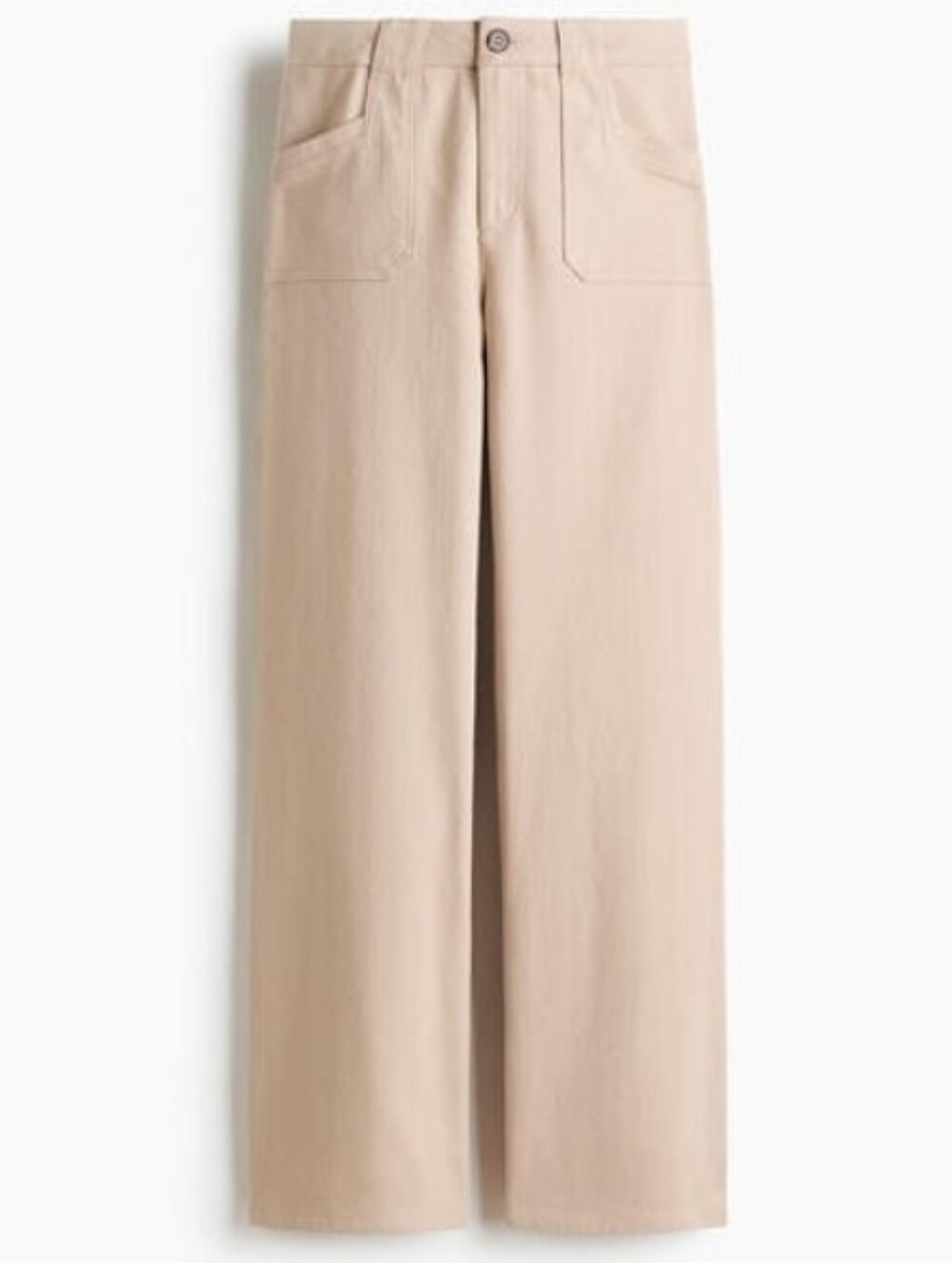 NWT H&M Divided High-Rise Wide Leg Twill Pants in Beige, Sz 8 Long.